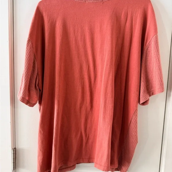 Gilded Intent Terracotta Lattice Detail Short Sleeve Top Size Medium Boho Knit - Picture 6 of 6